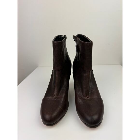 RAG & BONE Newbury Womens Brown Leather Stacked Heel Almond Toe Ankle Boot 38.5 - Picture 3 of 8